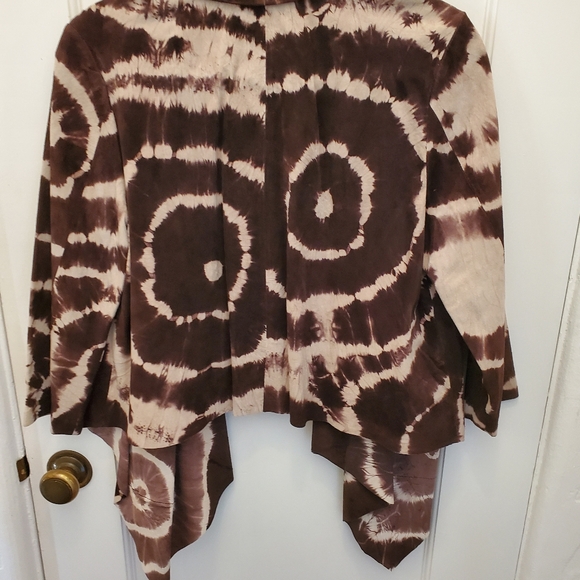 RACHEL Rachel Roy Brown Tie-Dye Suede Drape Front Jacket Size L - Picture 2 of 3